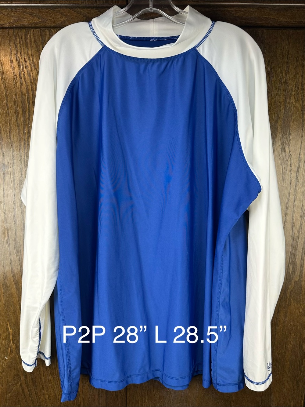 UV SKINZ Women’s 4XL Long Sleeve Rash Guard UPF 50+ Sun Shirt Blue White Swim